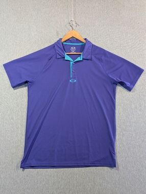 Oakley Regular Fit Polo Golf Shirt Men's Large Purple Green